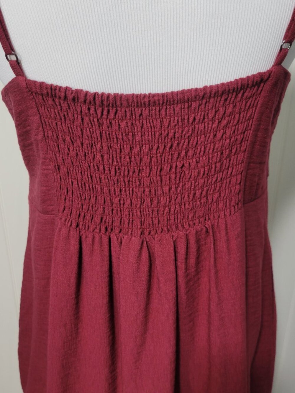 Banana Republic Boho Hippie Prairie Euro Maroon Crepe Twisted Bodice Maxi Dress - Picture 6 of 16
